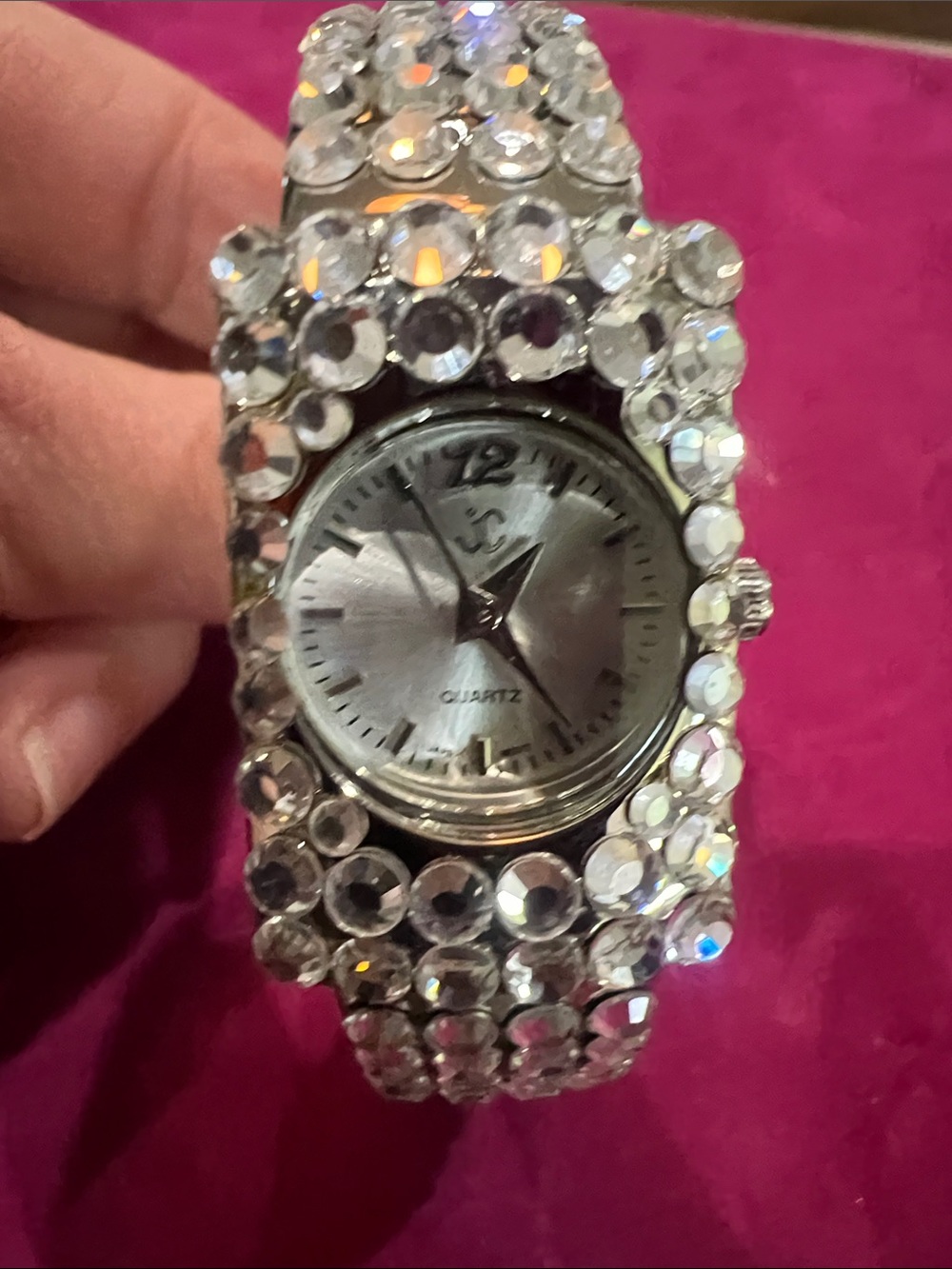 Jimmy Crystal JC -Embellished Silver Quartz Watch with rhinestones